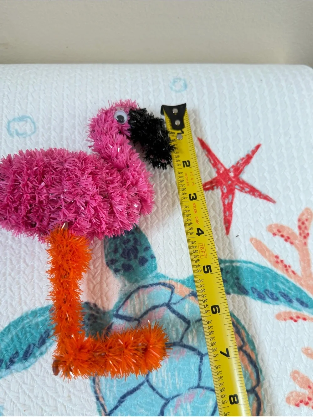 Pink 3D Flamingo Trio - Tinsel Fuzzy Decor Pink, Orange & Black